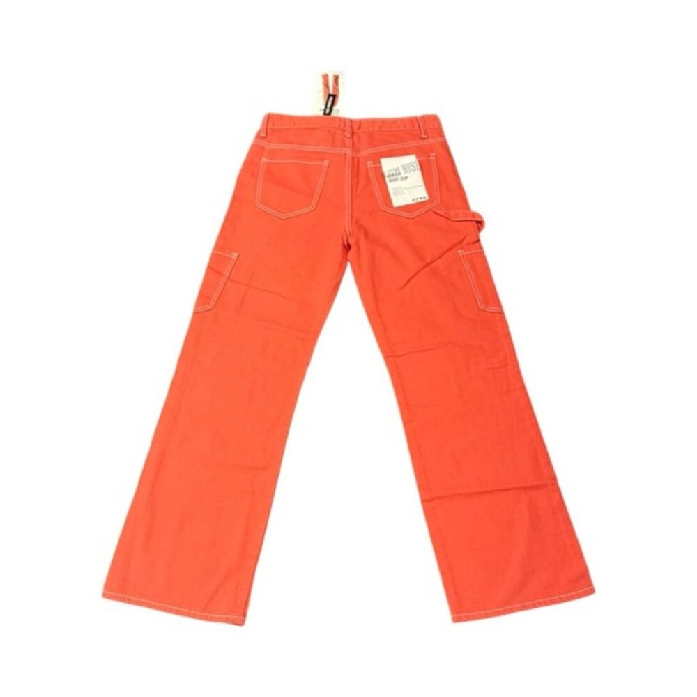 Red Wide-Leg Carpenter Jeans | Industrial Streetwear | Alt Utility Denim Grunge - Picture 5 of 7